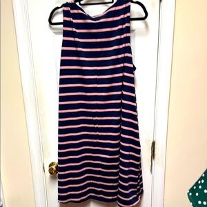 NWT Suzanne Betro Simple Striped Pink and Navy Blue Dress 1X